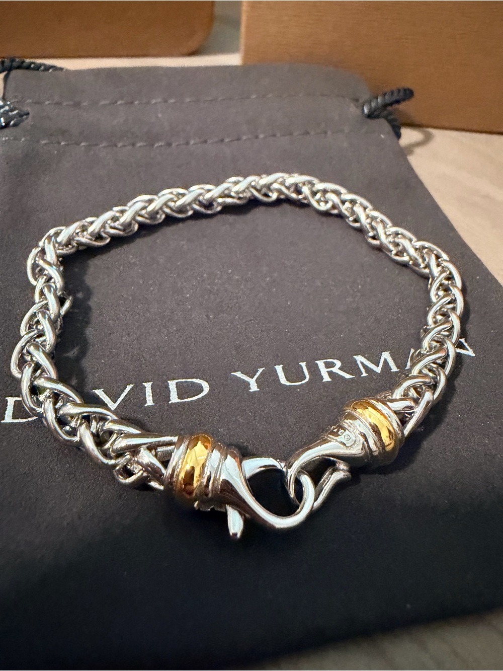 David Yurman Two-Tone Mens Bracelet in Silver and Gold - Picture 1 of 5